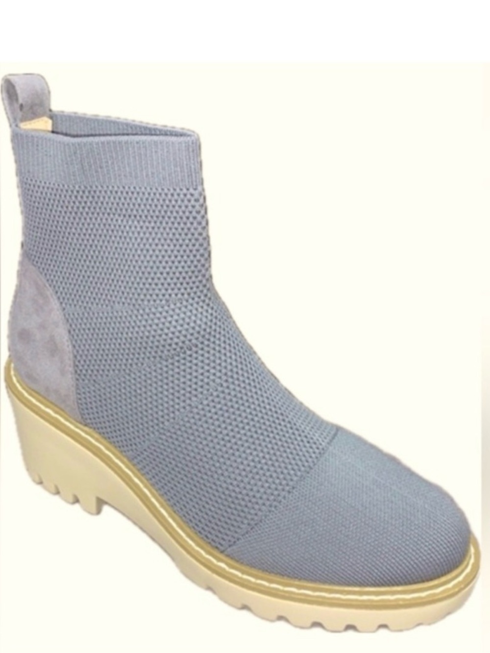 Nicole Miller Lele Stretch Knit Ankle Sock Booties Boots Chunky Tread Heel 6.5